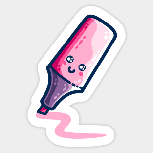 Pink Highlighter Pen Kawaii Cute Sticker